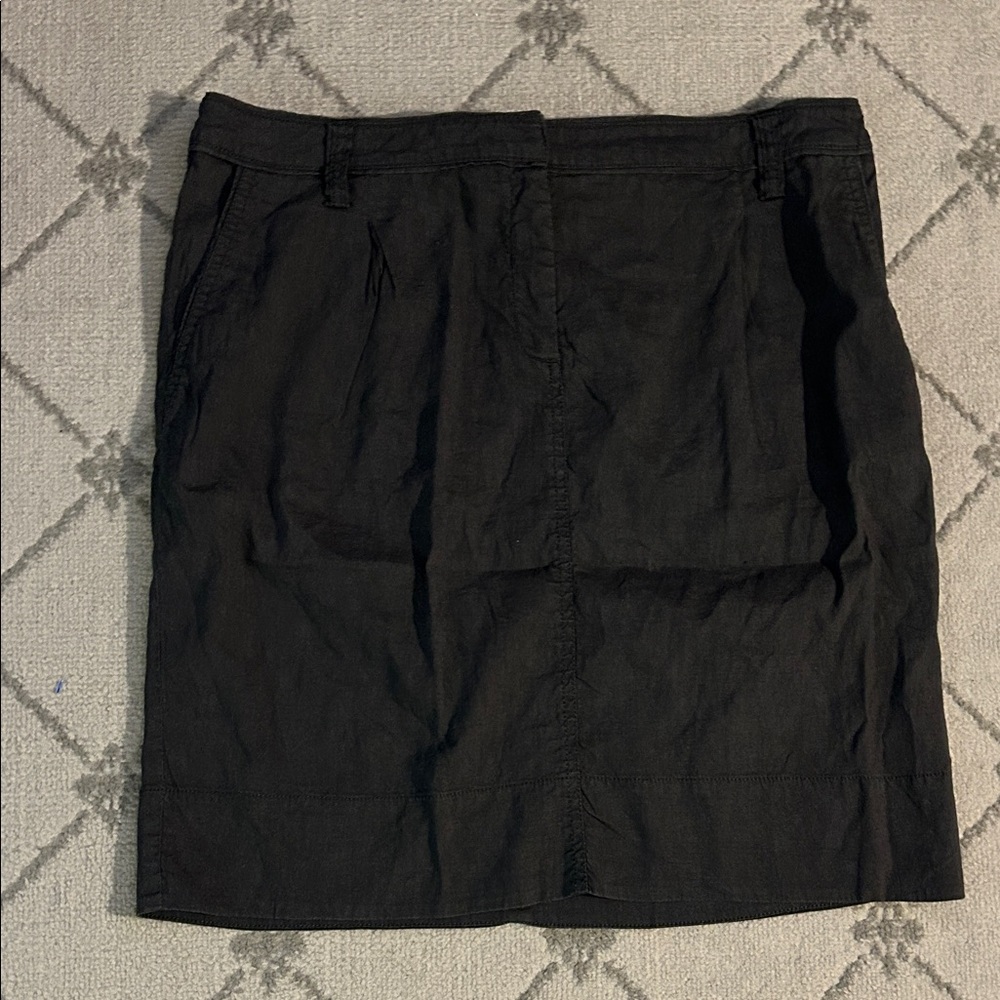 Eileen Fisher Gray Black Linen Belt Loop A Line Mini Skirt